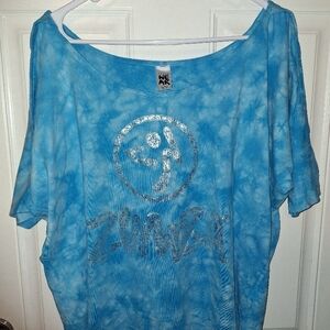 Zumba Fitness Blue Tie-Dye Women's Top